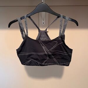 oiselle Black and Gray Strappy Sports Bra